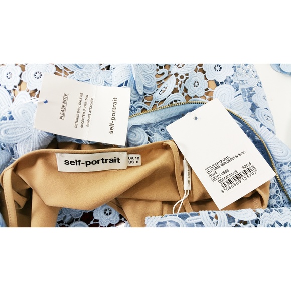 SELF-PORTRAIT Blue 3D Floral Guipure Lace Mini - Picture 5 of 8